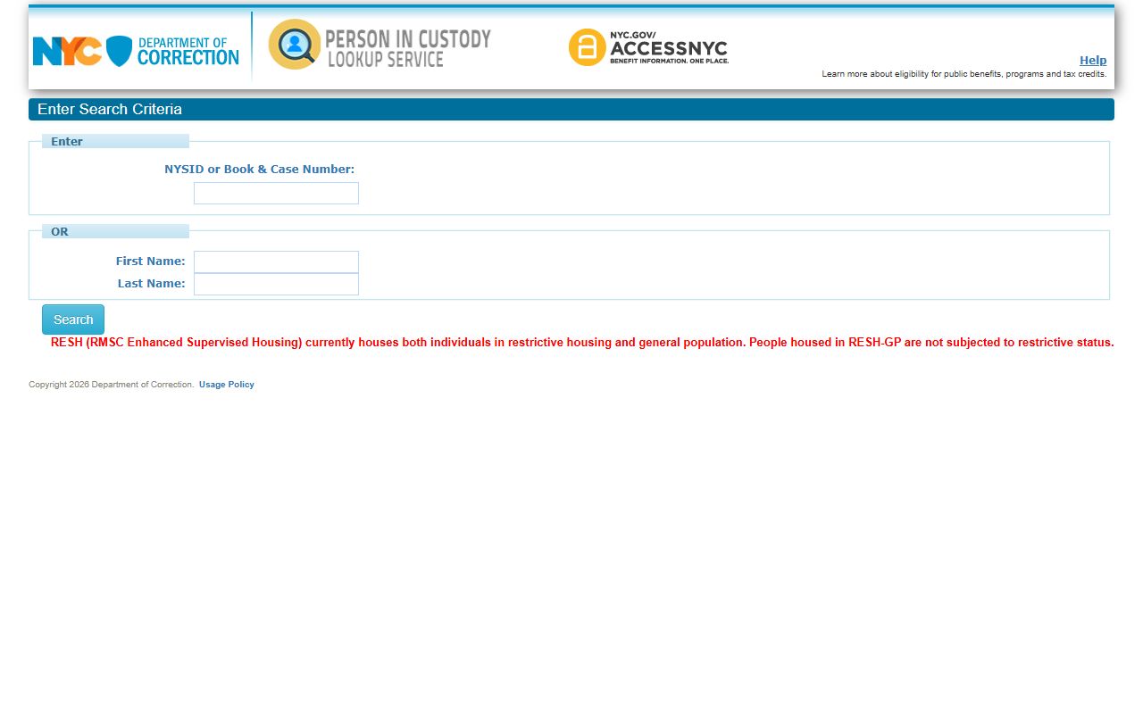 Richmond County inmate population DOC person in custody lookup form